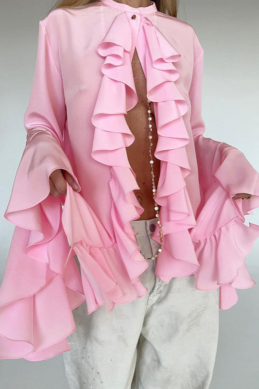 Elegante Bluse mit Rüschenbesatz und Knöpfen