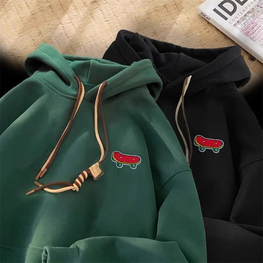 Kawaii Skateboard Graphic Cotton Fleece Hoodie