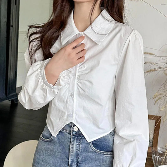 Sexy V-neck Short Sleeve French Style Blouse WHITE / One Size blouse-250126
