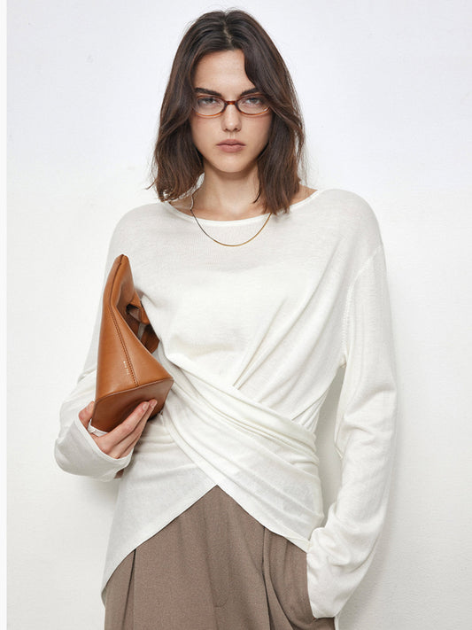 Criss Cross Back Trendy Buttoned Long Sleeve Shirt T-Shirts