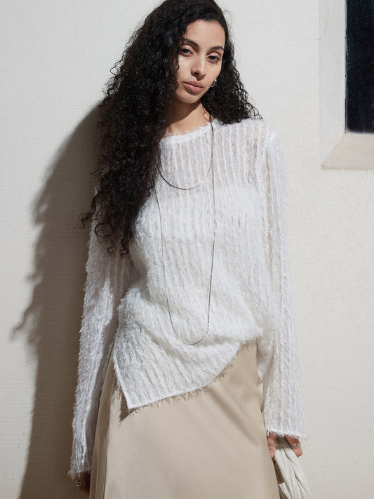 Effortlessly Split Graceful Long Sleeve Blouse White / Xs Blouses