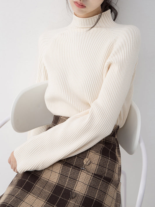 Minimalist Plain Ribbed Sweater Knit Tops