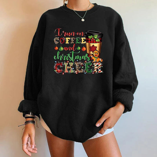 Letter Y2K Trendy Round Neck Casual Autumn Spring Christmas Hoodie Black / S Hoodies-L
