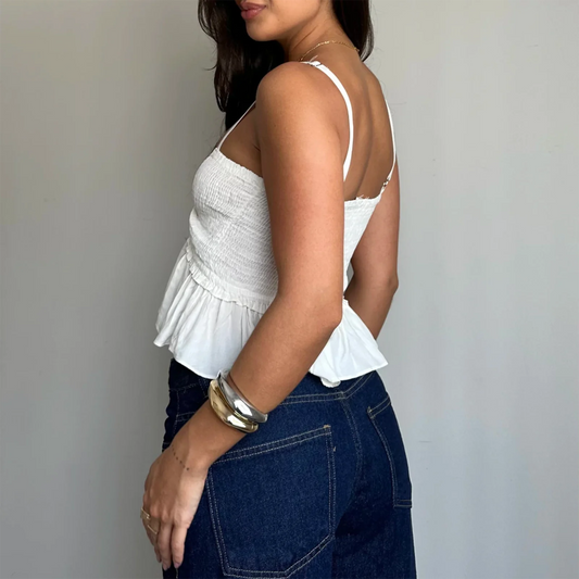 Gerüschtes Crop-Top mit Herzausschnitt