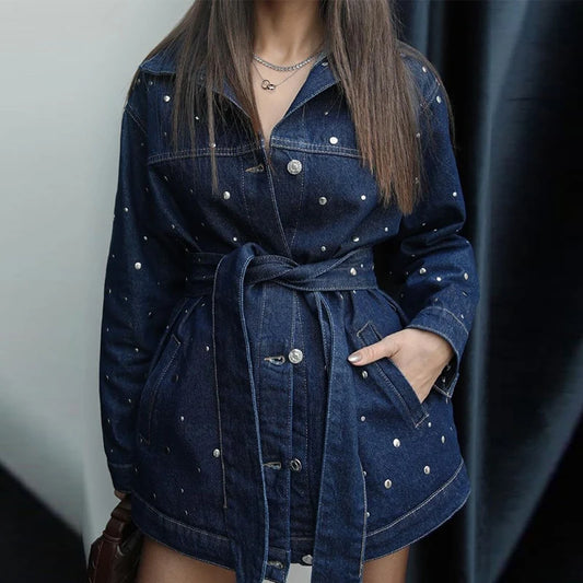 Jeansjacke, Gürtelhose, Büro-Zweiteiler