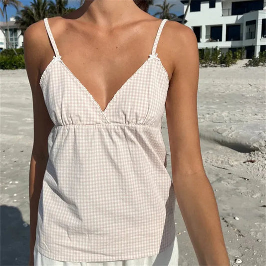 Crop Top mit Schößchen und Spaghettiträgern