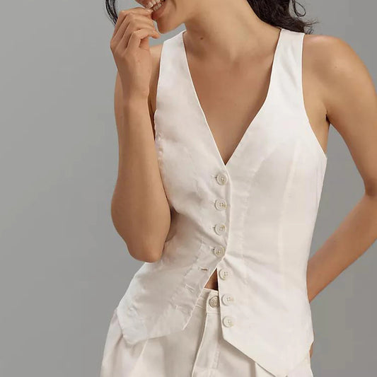 Crop Top mit Button-Down-Weste