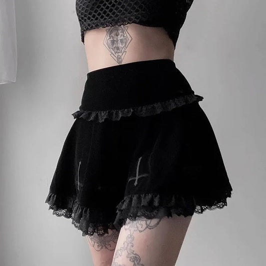 Tall Cut Jagged A-line Skirt black / S