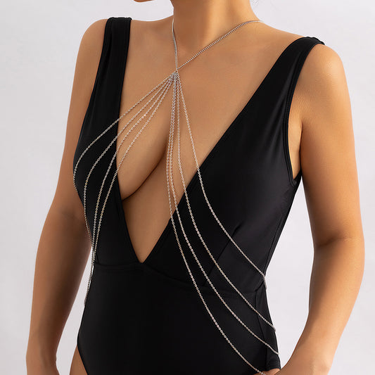 Sexy Minimalist Multi Layer Tassel Chest Body Chain