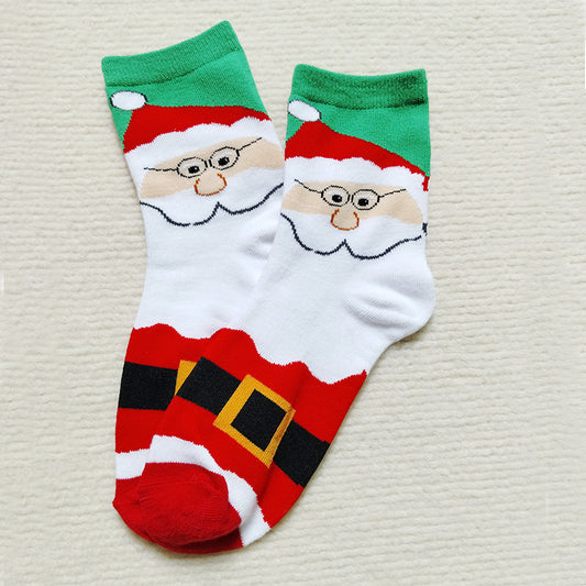 Elch-Weihnachtsmann-Cartoon-Schneemann-Baumdeko-Socken