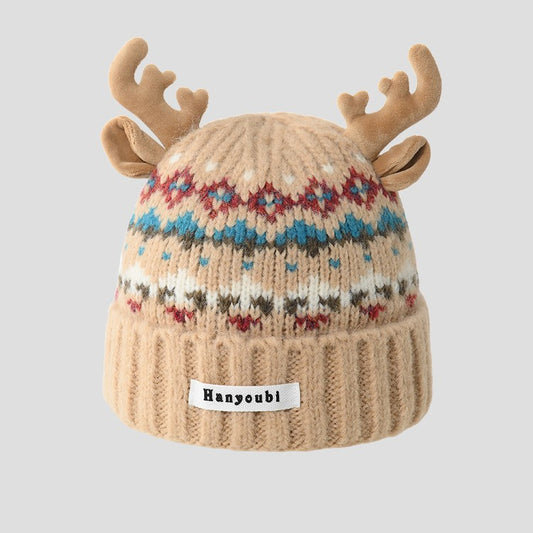 Rentier-Jacquard-Ohrenklappen-Slouchy-Hut