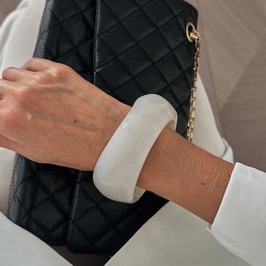 Batik-Acryl-Armband, breit, gebogen, Vintage-Stil