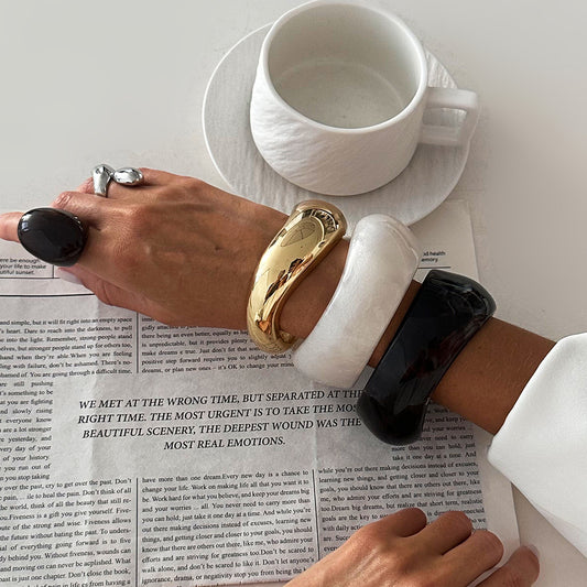 Tie Dye Acrylic Wide Curved Vintage Bracelet