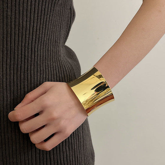 Vintage Minimalist Wide Crisscross Open Bracelet