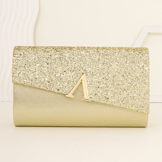 Minimalist Sparkly Asymmetrical Clutch Crossbody Bag