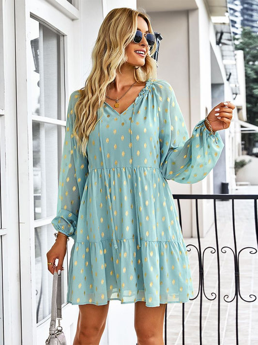 Chiffon For Vintage Gown Casual Bohemian Brief Party Women Design Dot - Sundress