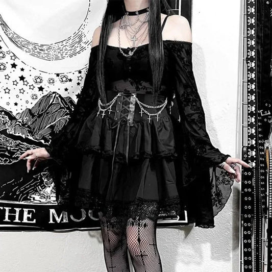 Cinch Frill Fairycore Skirt black / S