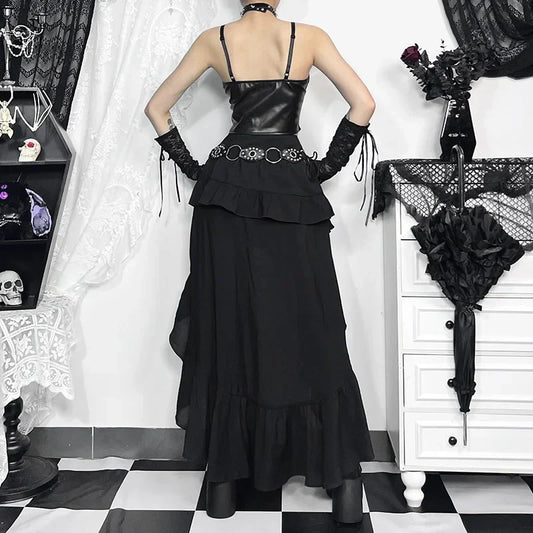Steampunk Ruffle High Low Skirt