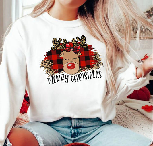 Fashion Cartoon Reindeer All-Match Girl Female Christmas Hoodie Hoodies-L