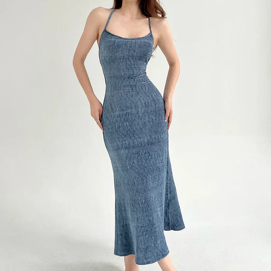 Beachwear Knit Sexy Spaghetti Strap Strapless Backless Lace Up Female Slip Holiday Club Bodycon