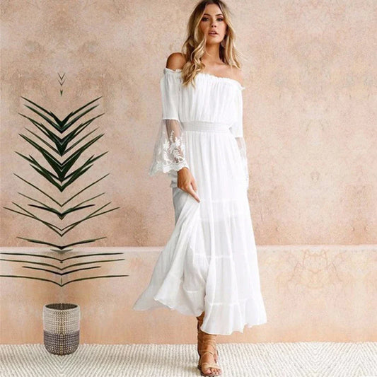 Sexy Off-Shoulder Lace Boho Dress bohodress-250126