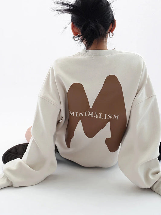 Trendiger, bedruckter, übergroßer, lässiger Herbst-Hoodie