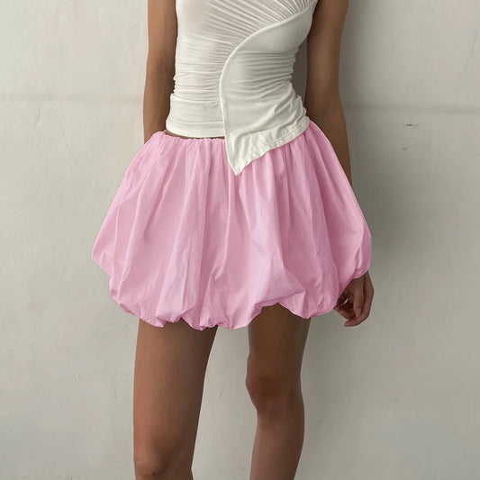 Lantern Puffball Elastic Skirt Pink / S skirts-250223