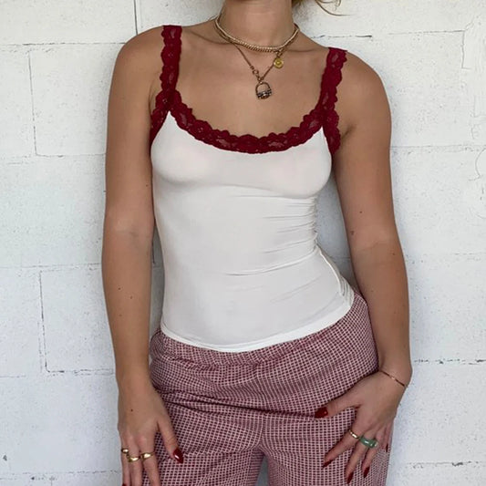 Crop-Top mit offenem Rücken und Spitzenbesatz