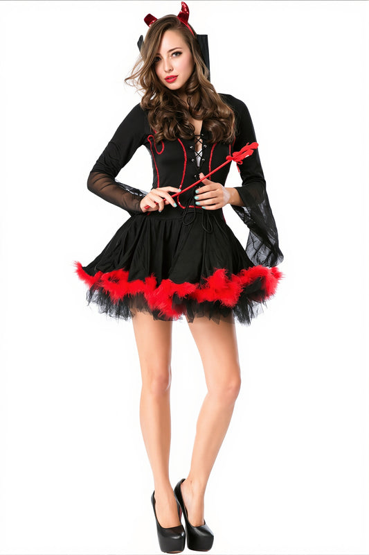 Red Black Devil Queen Costume Set