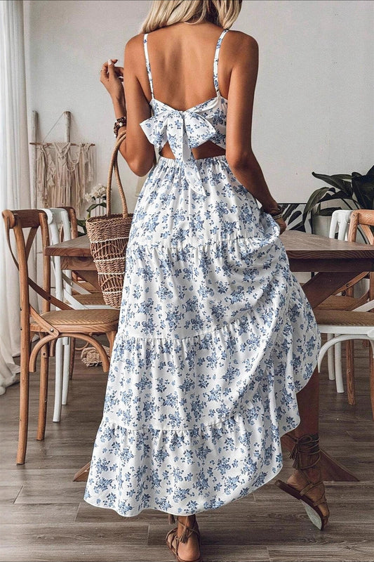 Ditsy Floral Bow Back Cami Maxi Dress