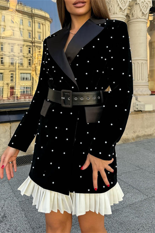 Blazer-Minikleid mit Perlenbesatz