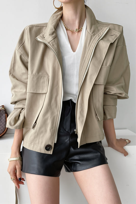 Relaxed Stand Collar Utility Jacket