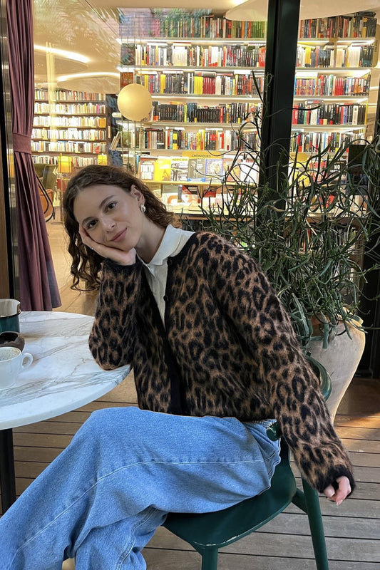 Retro Soft Touch Leoparden-Cardigan