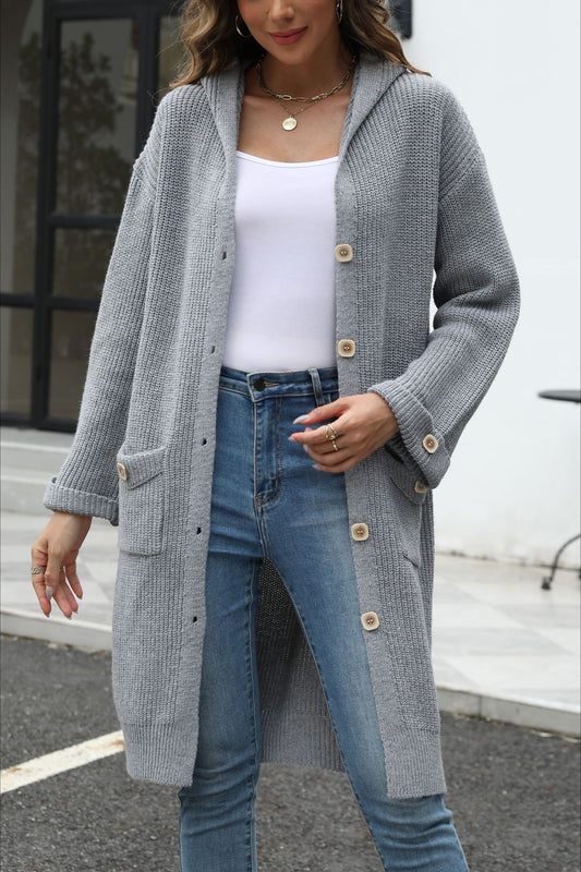 Locker sitzende Strickjacke in Volltonfarbe mit V-Ausschnitt