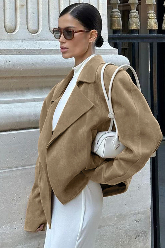 Brauner Wildleder-Pendlermantel