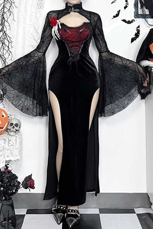 Transparentes Gothic-Kleid mit Spinnennetzmuster