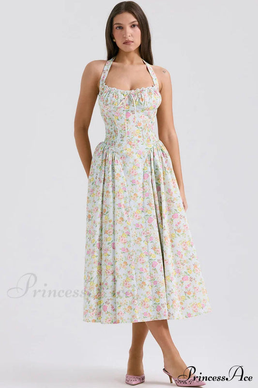 Stilvolles Midi-Sommerkleid aus Baumwolle von Adabella mit Neckholder