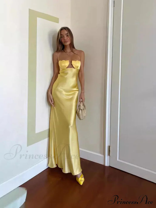 Addison Glitter Stylish Mesh Formal Dress Yellow / Xs S.o. Long Dresses