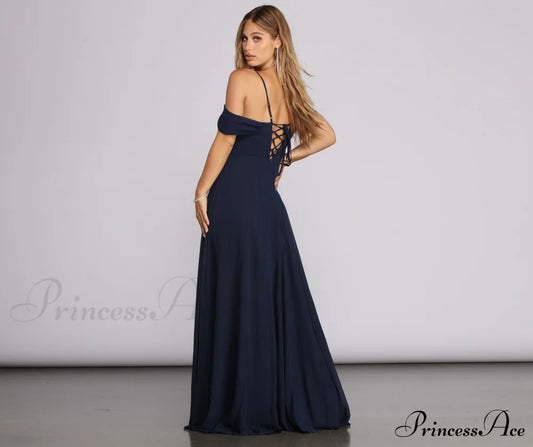 Arianne Lattice Stylish Back Chiffon Gown S.o. Long Dresses