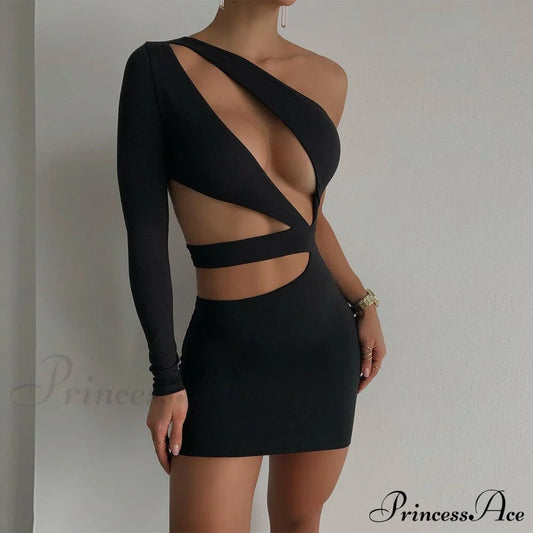 Autumn Bodycon - White Out Shoulder Evening Women Club Gown Cut One Dress