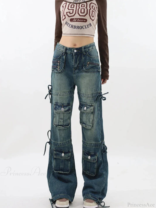 Azure Medieval Y2K Cargo Broad-Leg Trouser Blue / S