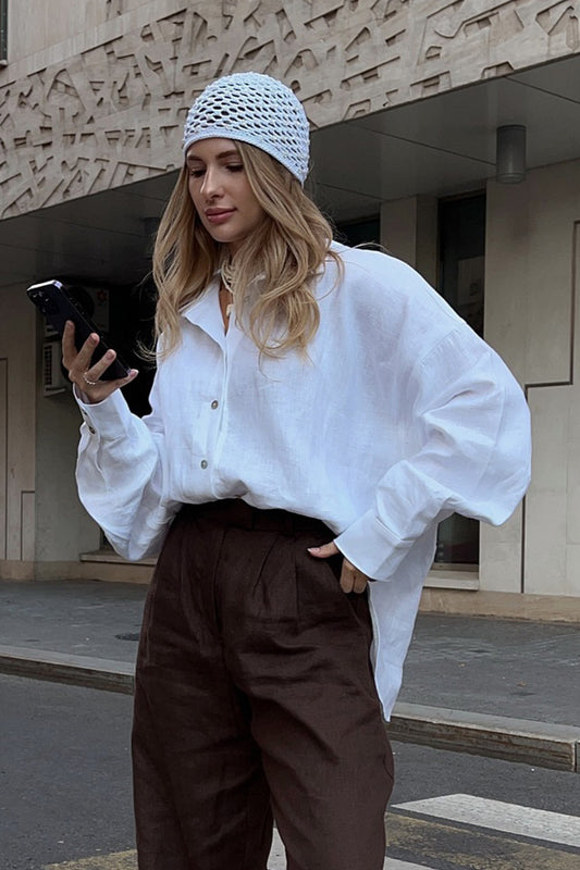 Lässige Bluse in lockerer Passform und einfarbiger Farbe