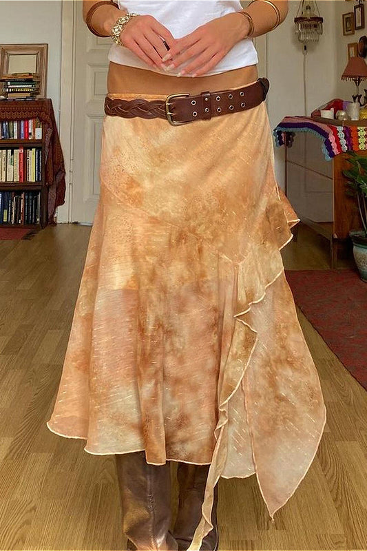 Asymmetrischer Retro-Rock mit niedriger Taille und Rüschen