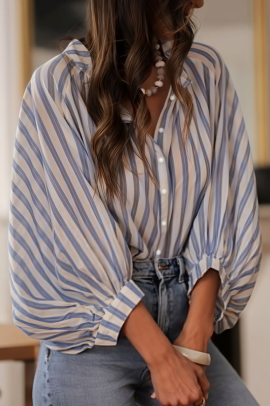 Striped Long Sleeve Loose Casual Blouse