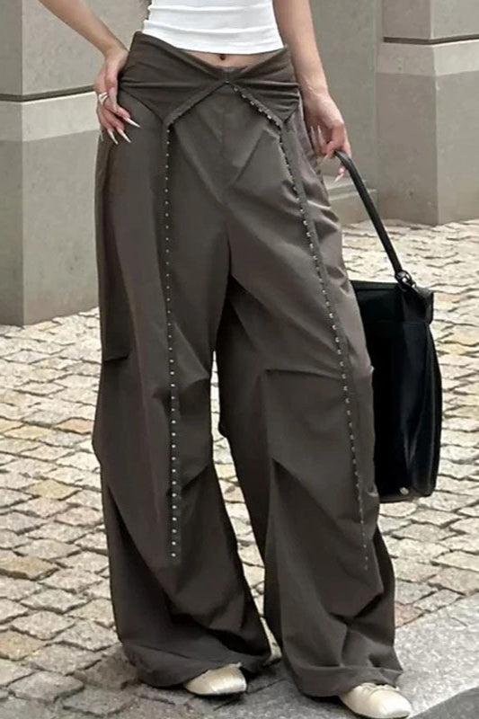Y2K Retro-Cargohose mit Manschetten und Knöpfen