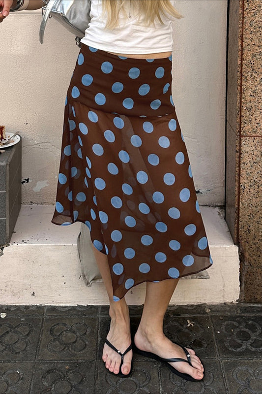 Transparenter Rock aus gerüschtem Netzstoff mit Tupfen