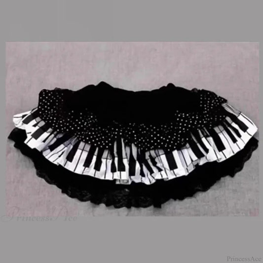Baggy Lace Gothic Lolita Cake Skirt Black / One Size