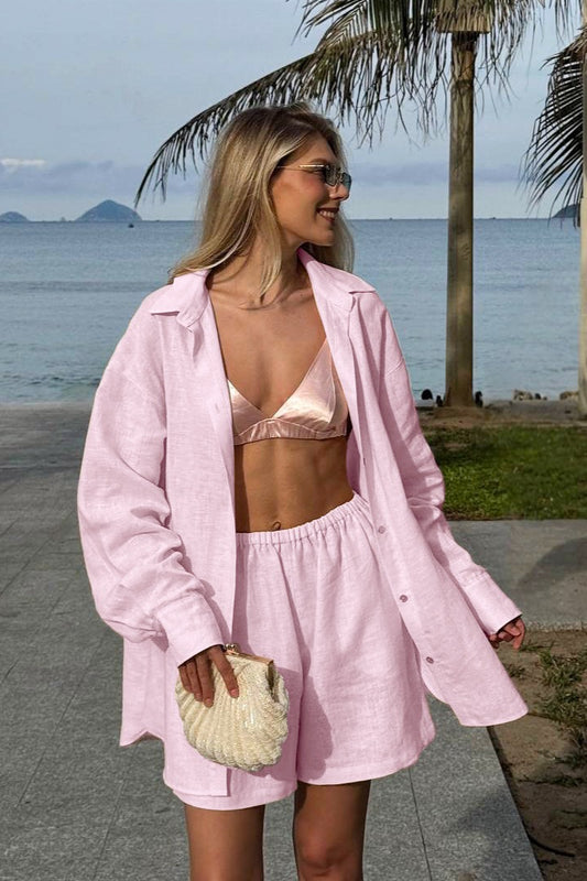 Chic Casual Versatile Cardigan Shorts Two Piece Set