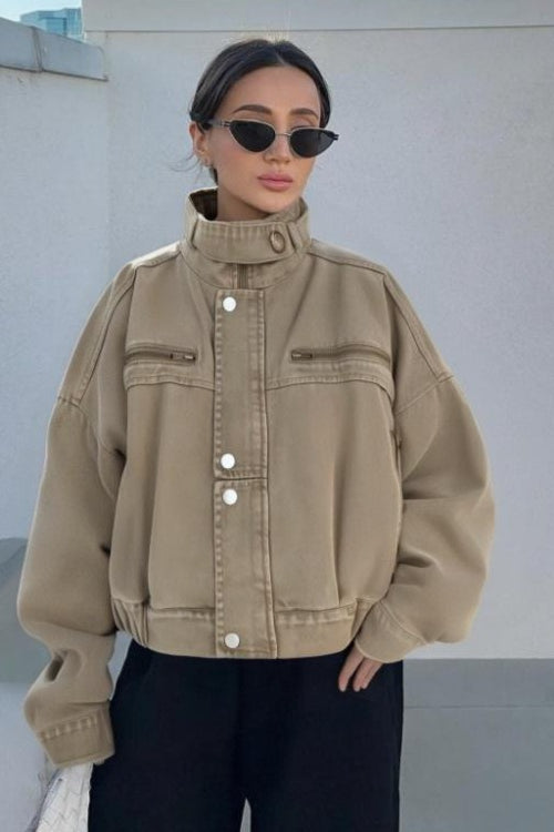 Denim Workwear Cropped Jacket S / Khaki