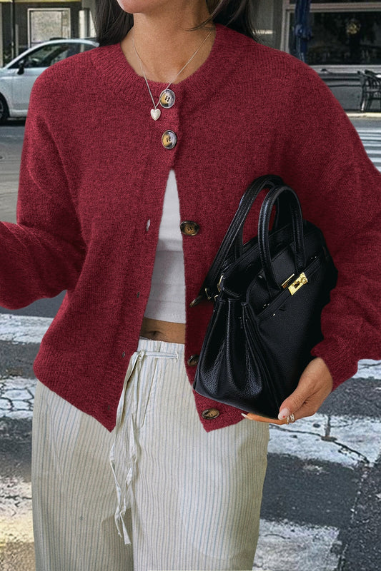 Minimalistischer Langarm-Cardigan mit Knöpfen